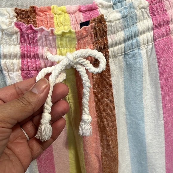 J. Crew Linen Blend Striped Paper Bag Drawstring Pants Pastel Pink Size S - Picture 7 of 15